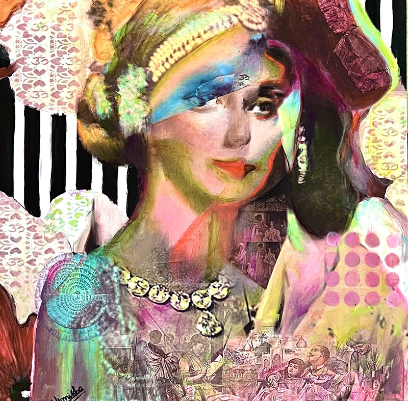 Nimisha_ Colonial contrast_ 12X12_mixed media_sm